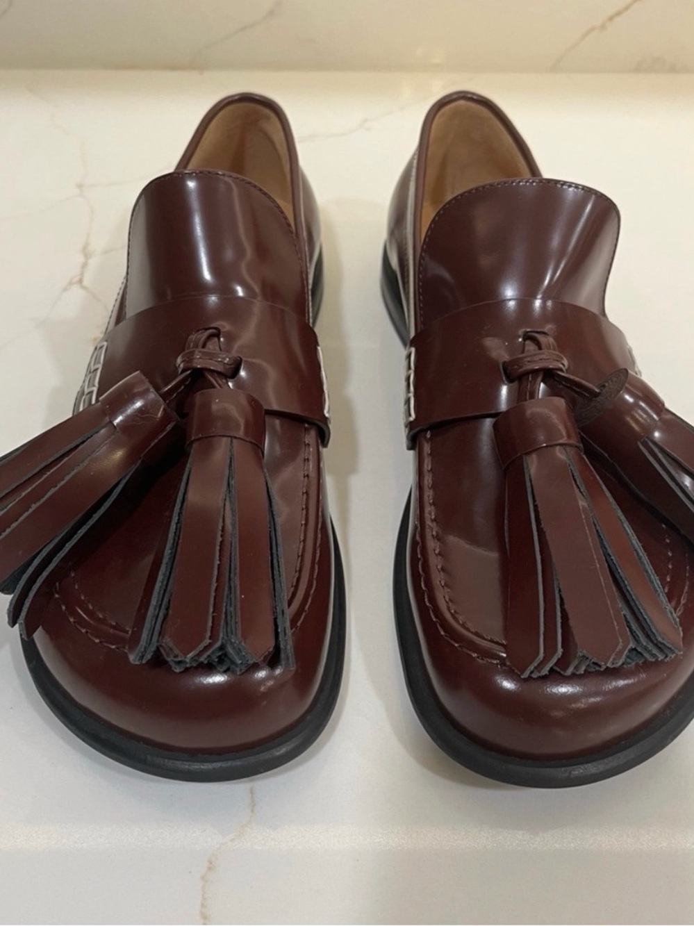 JW ANDERSON Burgundy Tassel Loafers NWT